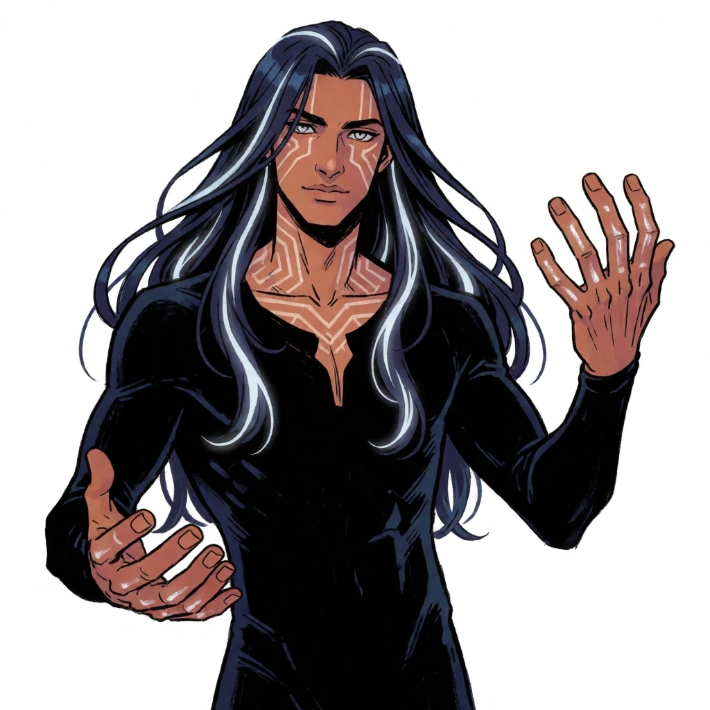 The same character rendered in a comic art style